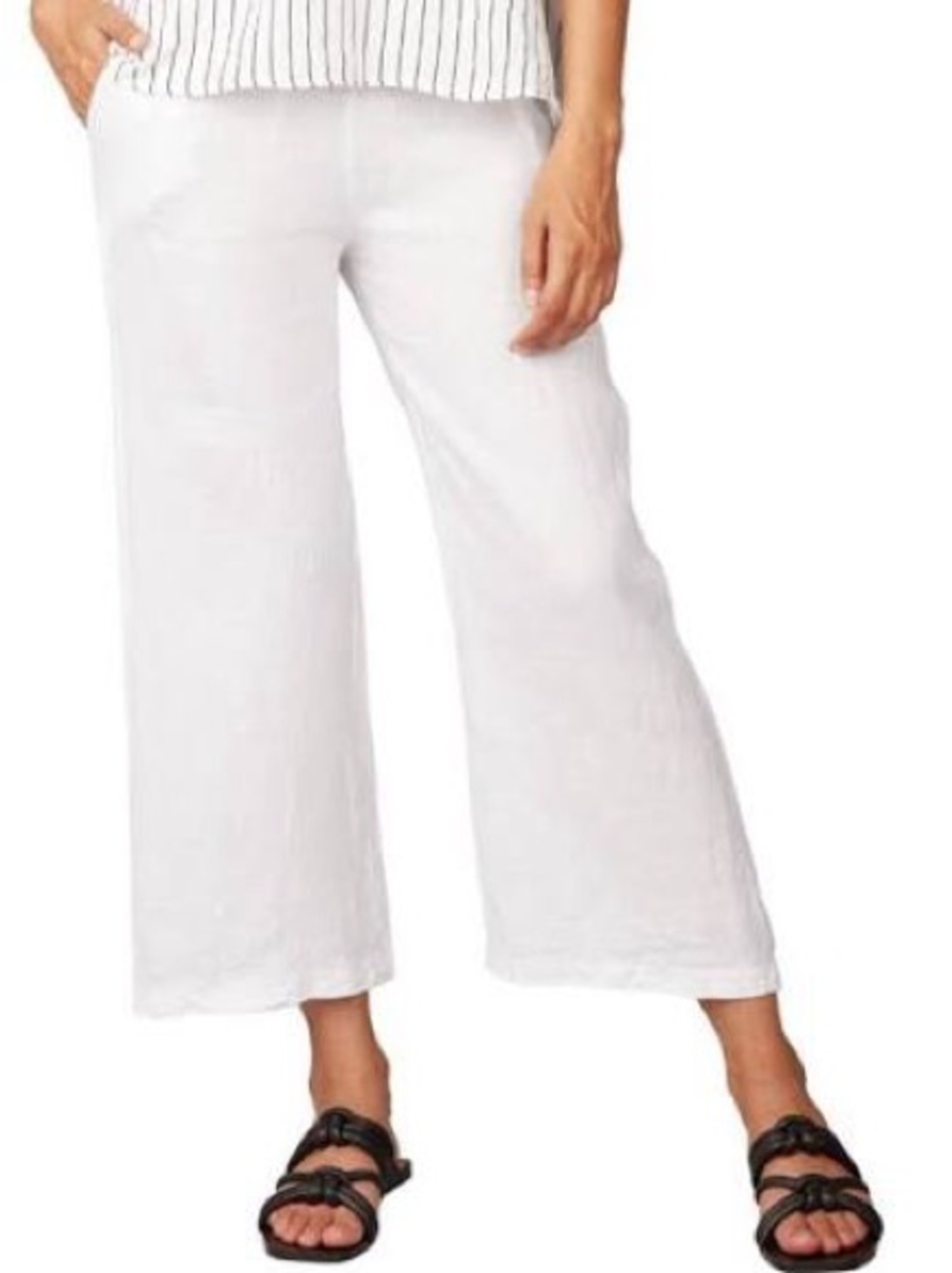 Pistache 100% Linen Vest and Cropped Pants Matching Set, Size Medium, White - Picture 13 of 14